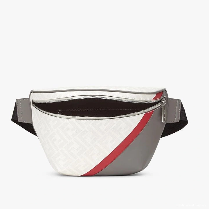 Affordable HOT Red In White Belt Bag Fabric Fendi FF Motif 0715